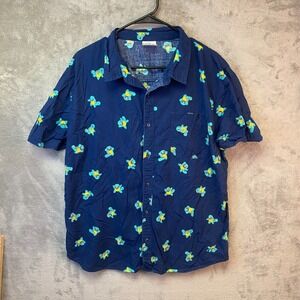 Pokemon Squirtle All Over Print Button Up Shirt XL Navy Blue